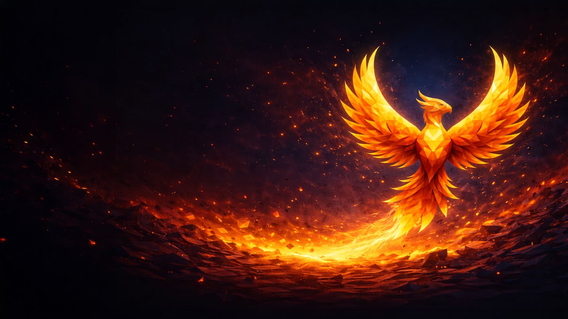 Phoenix rising from flames